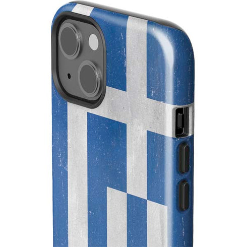 Greece Flag Distressed iPhone 14 Plus Impact Case