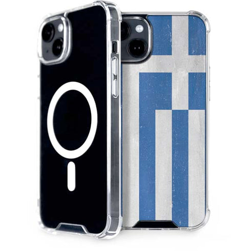Greece Flag Distressed iPhone 15 Plus MagSafe Case