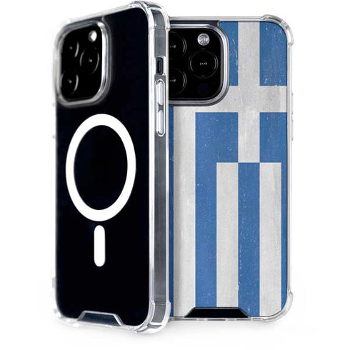 Greece Flag Distressed iPhone 15 Pro Max MagSafe Case