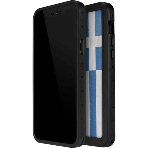 Greece Flag Distressed iPhone 14 Pro Max Waterproof Case