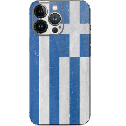 Greece Flag Distressed iPhone 15 Pro Skin