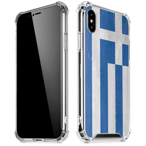 Greece Flag Distressed iPhone XS Max Clear Case