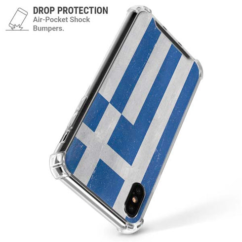 Greece Flag Distressed iPhone XS Max Clear Case