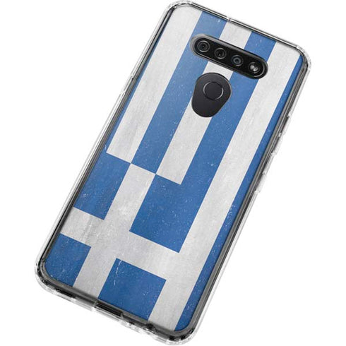 Greece Flag Distressed LG K51/Q51 Clear Case