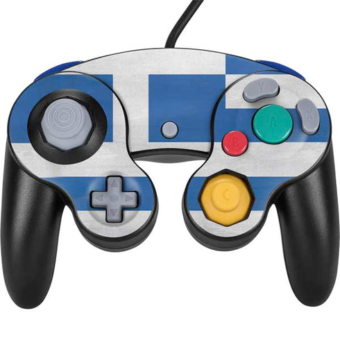 Greece Flag Distressed Nintendo GameCube Controller Skin