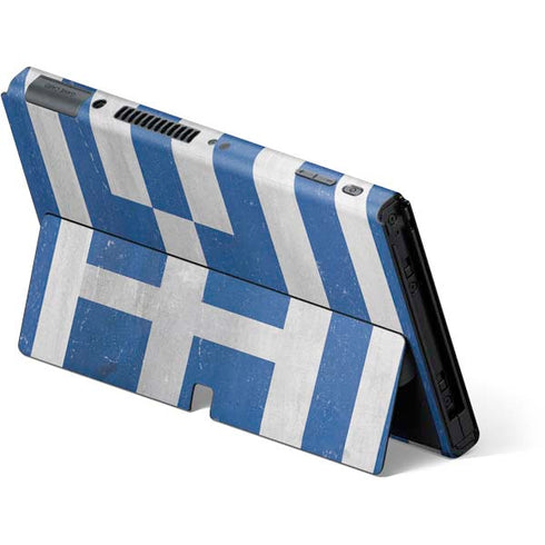 Greece Flag Distressed Nintendo Switch OLED (2021) Skin