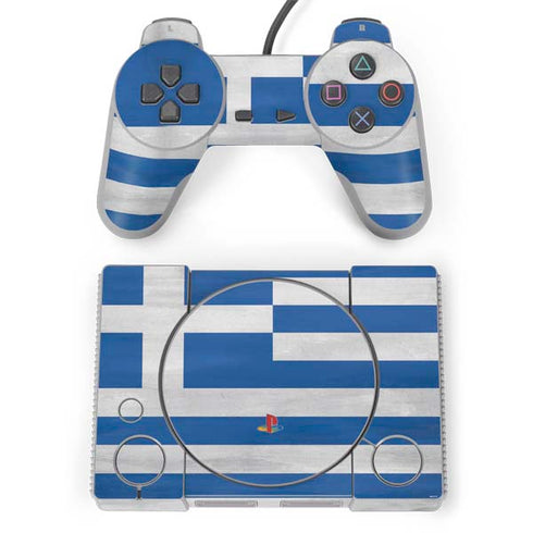 Greece Flag Distressed PlayStation Classic Bundle Skin