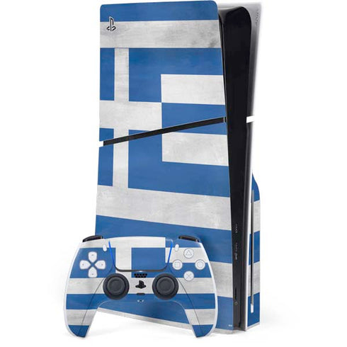 Greece Flag Distressed PS5 Slim Disk Bundle Skin