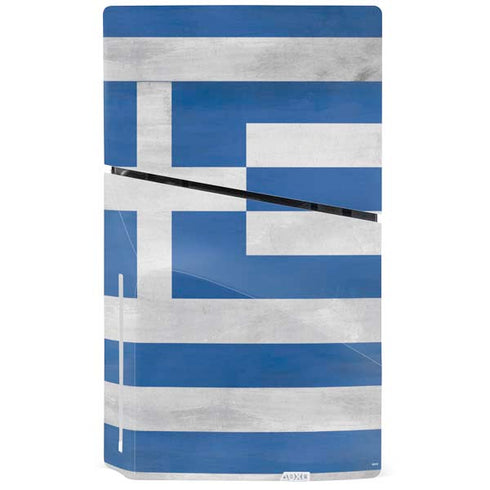 Greece Flag Distressed PS5 Slim Disk Console Skin