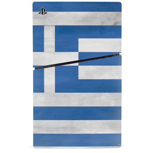 Greece Flag Distressed PS5 Slim Digital Edition Bundle Skin