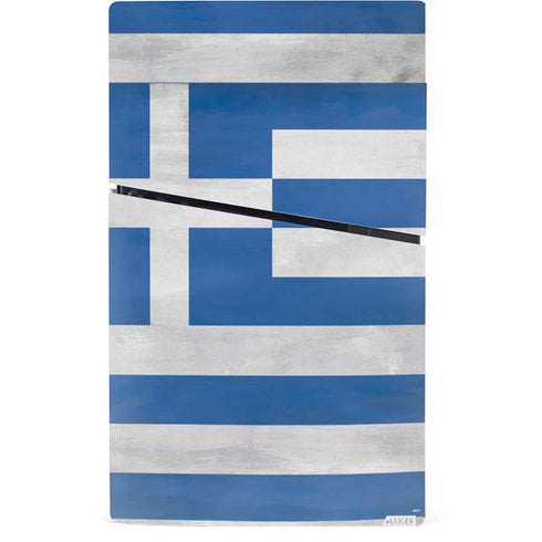 Greece Flag Distressed PS5 Slim Digital Edition Bundle Skin