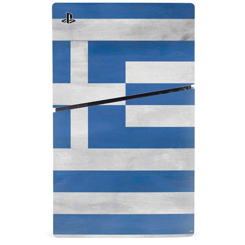 Greece Flag Distressed PS5 Slim Digital Edition Console Skin