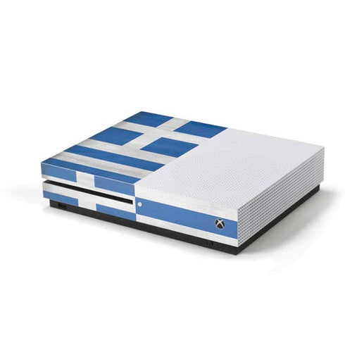 Greece Flag Distressed Xbox One S Console Skin