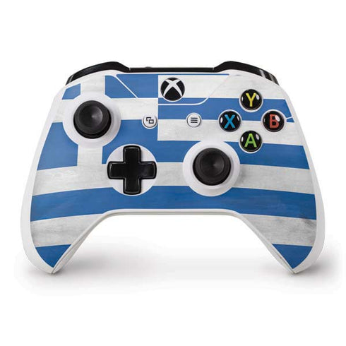 Greece Flag Distressed Xbox One S Controller Skin