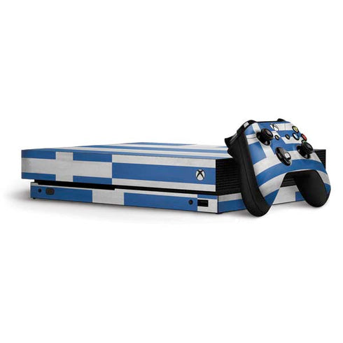 Greece Flag Distressed Xbox One X Bundle Skin