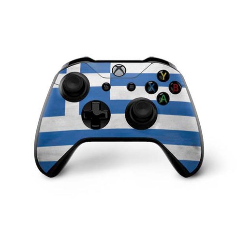 Greece Flag Distressed Xbox One X Controller Skin