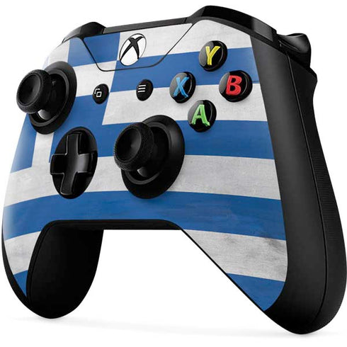 Greece Flag Distressed Xbox One X Controller Skin