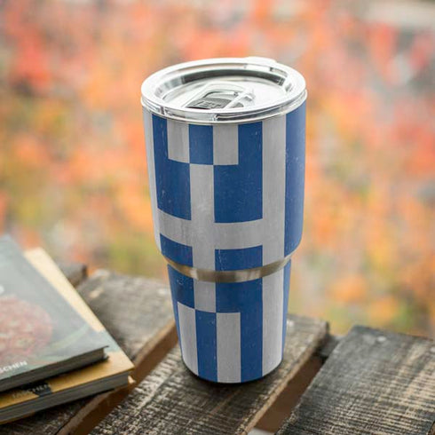 Greece Flag Distressed Yeti 30oz Rambler Tumbler Skin