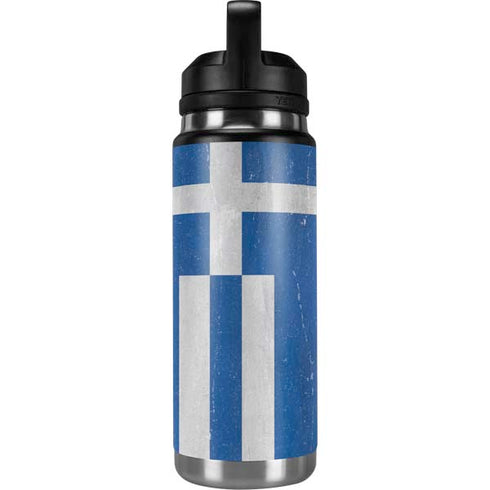 Greece Flag Distressed YETI Rambler 26oz Bottle Skin