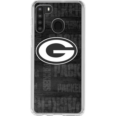 NFL Green Bay Packers Black & White Galaxy A21 Clear Case