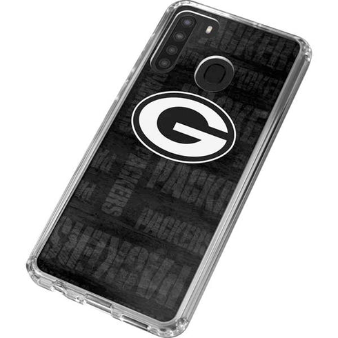 NFL Green Bay Packers Black & White Galaxy A21 Clear Case