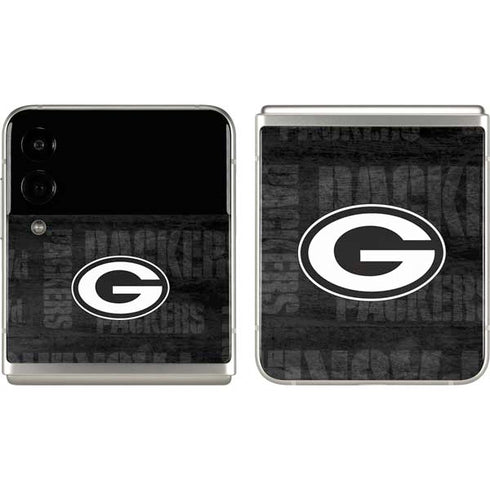 NFL Green Bay Packers Black & White Galaxy Z Flip3 5G Skin