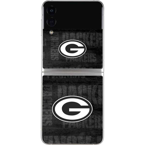 NFL Green Bay Packers Black & White Galaxy Z Flip3 5G Skin