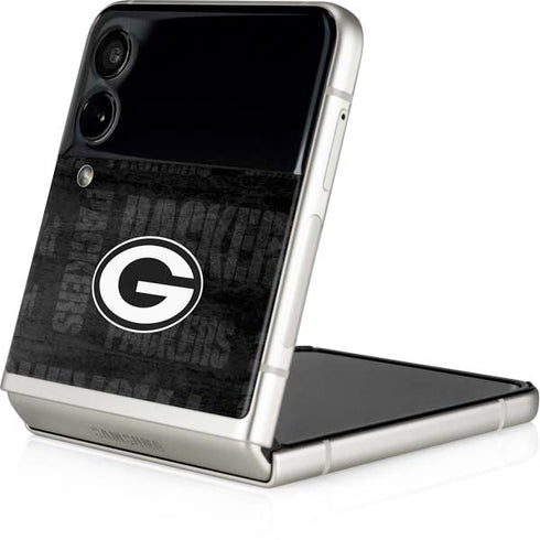 NFL Green Bay Packers Black & White Galaxy Z Flip3 5G Skin