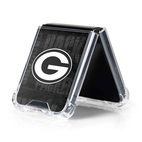 NFL Green Bay Packers Black & White Galaxy Z Flip5 5G Clear Case
