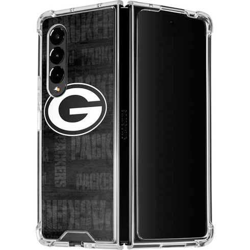 NFL Green Bay Packers Black & White Galaxy Z Fold4 5G Clear Case
