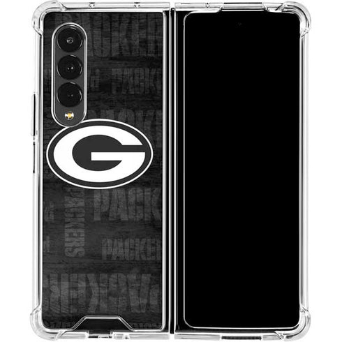 NFL Green Bay Packers Black & White Galaxy Z Fold4 5G Clear Case