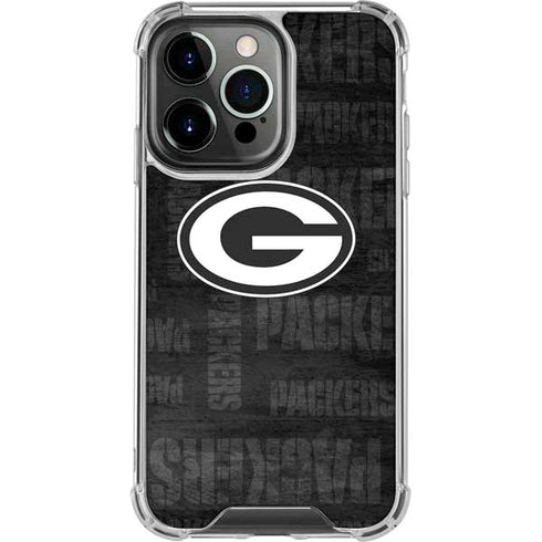NFL Green Bay Packers Black & White iPhone 15 Pro Clear Case