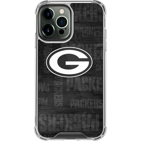 NFL Green Bay Packers Black & White iPhone 14 Pro Max Clear Case