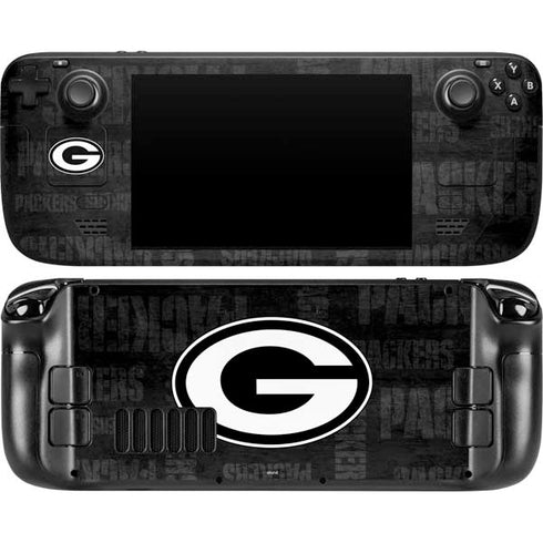 NFL Green Bay Packers Black & White Steam Deck Handheld Gaming Computer Skin