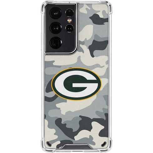 NFL Green Bay Packers Camo Galaxy S21 Ultra 5G Clear Case
