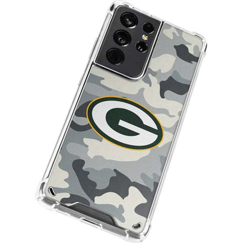 NFL Green Bay Packers Camo Galaxy S21 Ultra 5G Clear Case