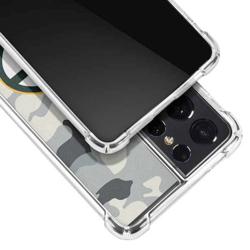 NFL Green Bay Packers Camo Galaxy S21 Ultra 5G Clear Case