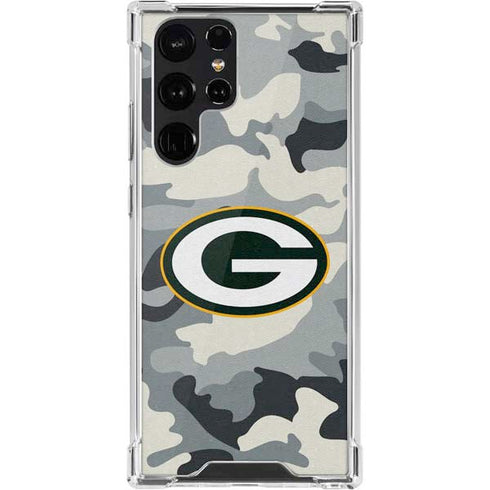 NFL Green Bay Packers Camo Galaxy S22 Ultra Clear Case
