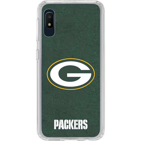 NFL Green Bay Packers Distressed Galaxy A10e Clear Case
