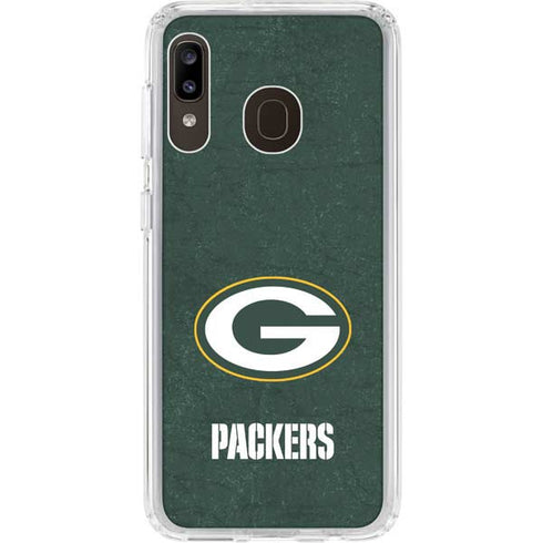NFL Green Bay Packers Distressed Galaxy A20 Clear Case