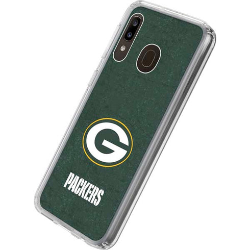 NFL Green Bay Packers Distressed Galaxy A20 Clear Case