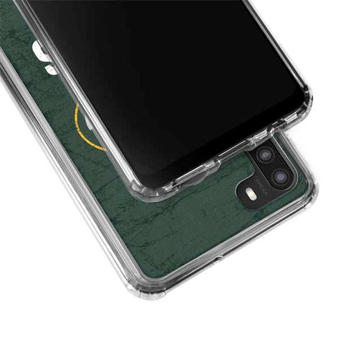 NFL Green Bay Packers Distressed Galaxy A21 Clear Case