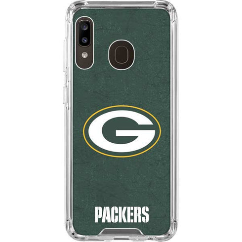 NFL Green Bay Packers Distressed Galaxy A30 Clear Case