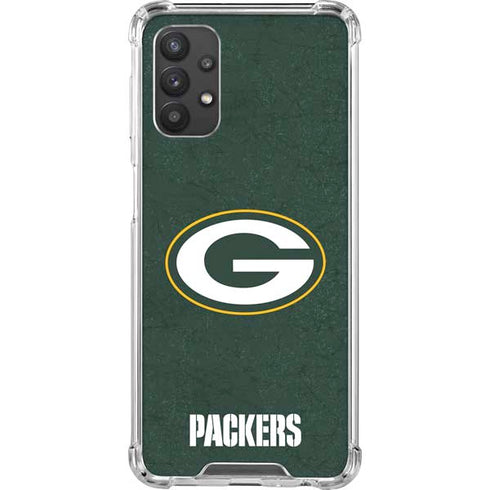 NFL Green Bay Packers Distressed Galaxy A32 5G Clear Case