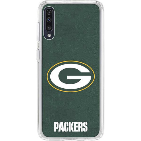NFL Green Bay Packers Distressed Galaxy A50 Clear Case