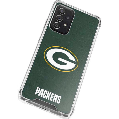 NFL Green Bay Packers Distressed Galaxy A52 5G Clear Case