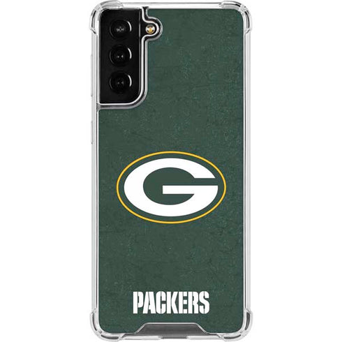 NFL Green Bay Packers Distressed Galaxy S21 FE Clear Case