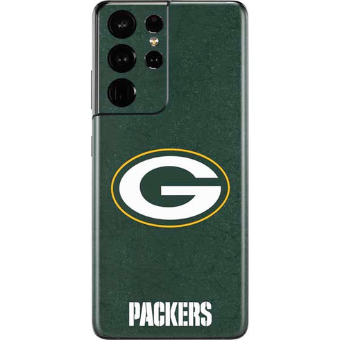 NFL Green Bay Packers Distressed Galaxy S21 Ultra 5G Skin