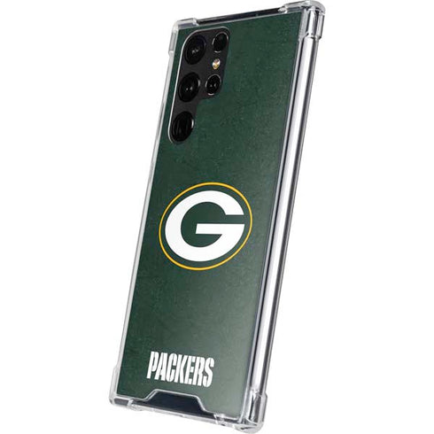 NFL Green Bay Packers Distressed Galaxy S22 Ultra Clear Case