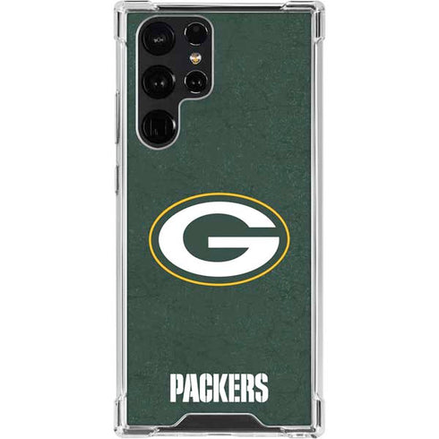 NFL Green Bay Packers Distressed Galaxy S22 Ultra Clear Case